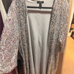 Torrid Sequin Embellished Kimono in Cream